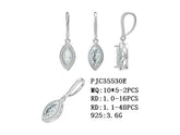 Sterling silver semi mount earrings setting, marquise shape, sizes 10x5mm with white topaz illustration.